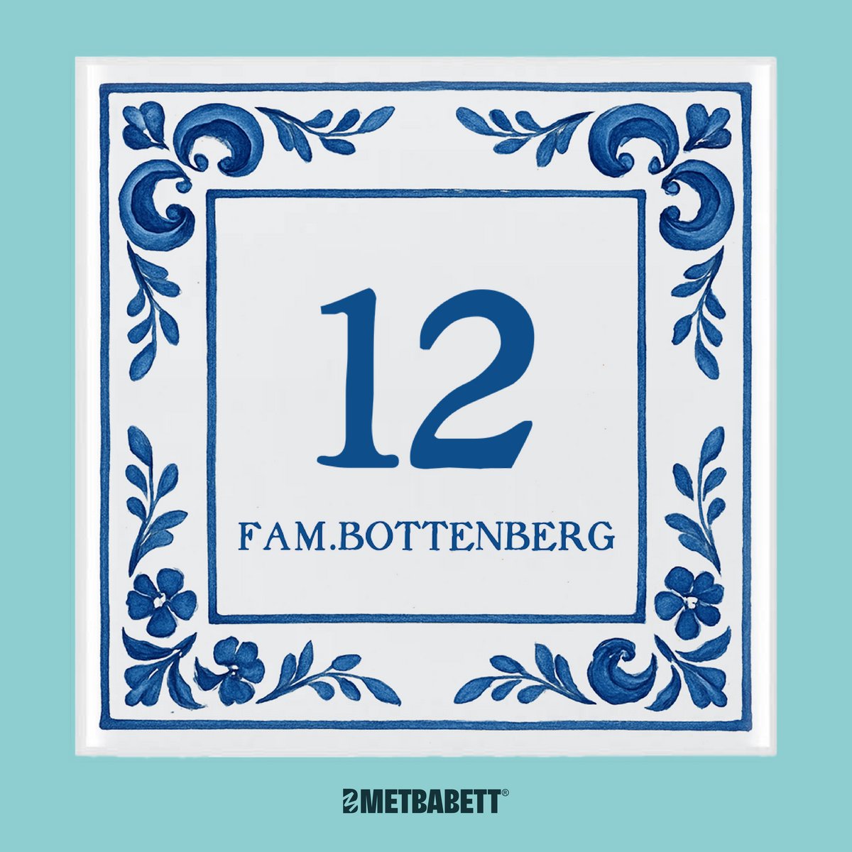 Met Babett - Huisnummertegeltje - Personaliseer - 15 x 15 cm - Huisnummerbord - wanddecoratie