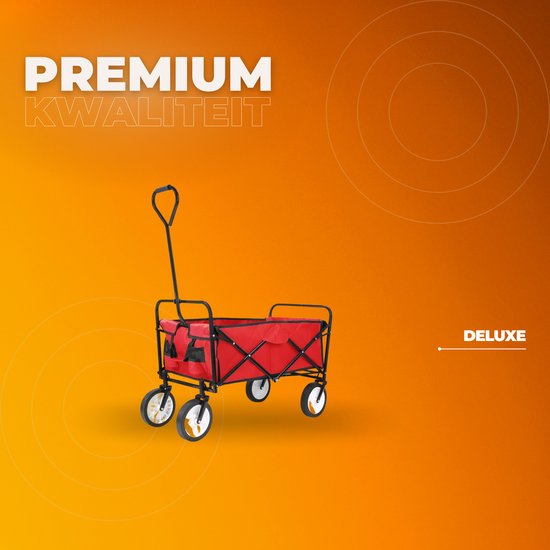 Bolderkar - Rood - Strandwagen - Opvouwbaar tuinwagen - Met duwstang - Voor buitengebruik - 115 kg capaciteit - All terrain van Merkloos — afbeelding 3