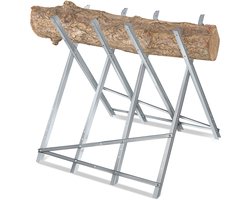 Aufun Zaagbok voor Kettingzagen - Opvouwbaar 150 Kg Draagvermogen - Houten Metalen Zaagframe - Zaaghulpmiddel