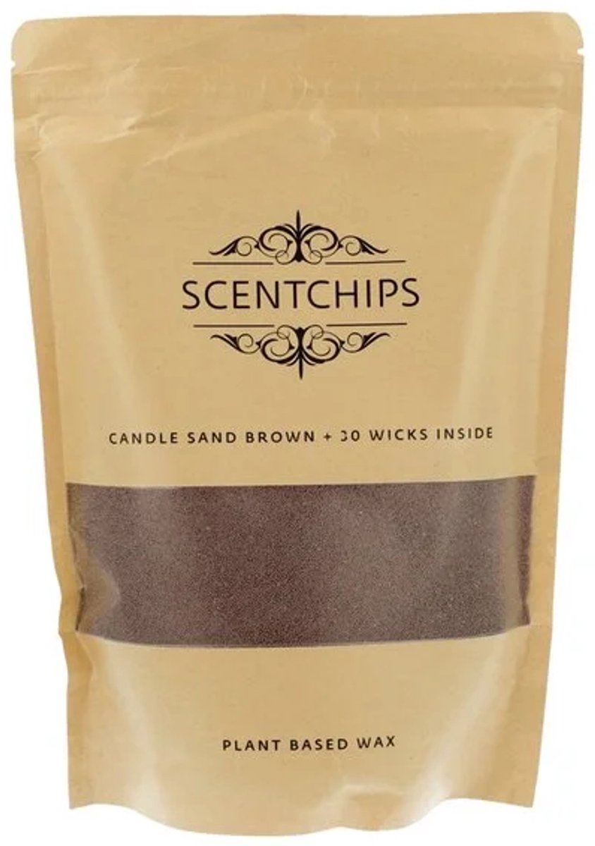 Scentchips Kaarsenzand - Candle Sand - Kaarsen Zand - Met 30 Lonten - 500g - Bruin