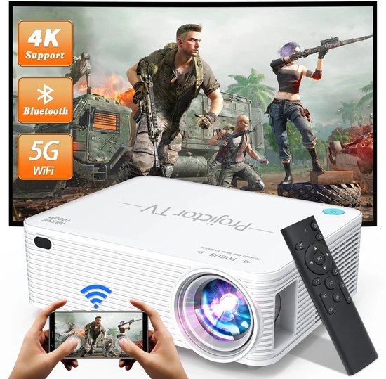 Neova AC30 - Multimedia Beamer - Android 9.0 - 4K Ondersteuning - Full HD Projector voor Thuisbioscoop - 120 inch - Compact & Draagbaar - Inclusief Afstandsbediening - Wit Kleur