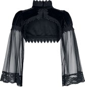 Gothicana Zwarte bolero met kanten randje en pofmouwtjes - Dames - S