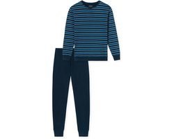 Uncover by Schiesser Pyjama lang heren blauw - UNCOVER Nachtkleding Heren Pyjamaset - blauw