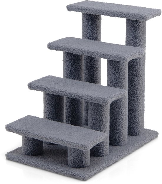 COSTWAY Dierentrap, kattentrap, trap voor katten tot 25 kg, huisdiertrap klein, speelboom 4 uitzichtplatformen, 61 x 41 x 60 cm, spaanplaat