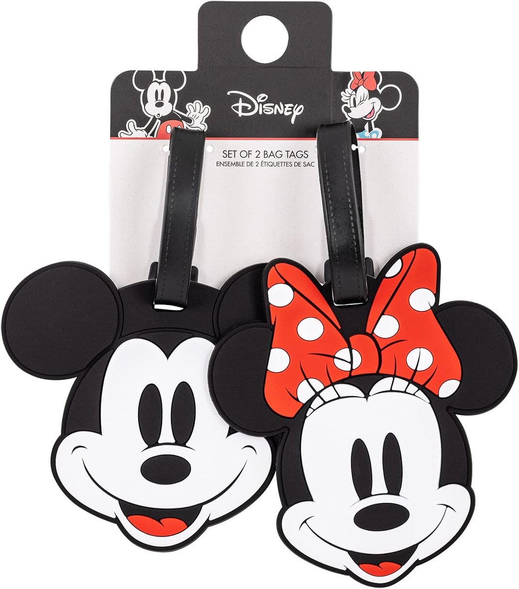 Disney Mickey and Minnie Mouse Red and Black 2 Piece Luggage Tag Set