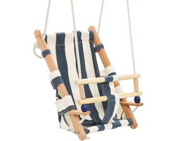 Babyschommel met gordel Hout Blauw- Babyschommel Buiten - Baby schommel tuin - Peuterschommel - Kinderschommel - Schommelzitje