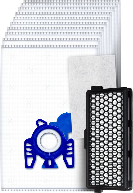 10x Dparts stofzuigerzakken en 1 HEPA filter geschikt voor Miele GN - met motorfilter - HyClean 3D Efficiency - Complete C2 C3 - S5000-5999 (S5) - S8000-8999 (S8) - hepafilter stofzuigerfilter SF AA 50 Active AirClean uitblaasfilter