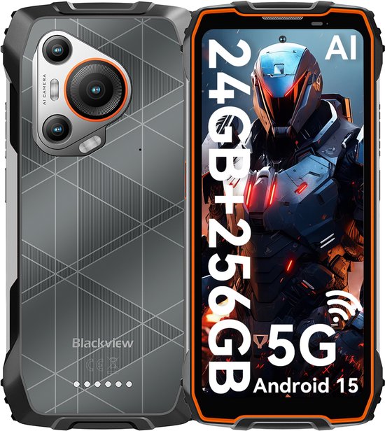 Blackview BL7000 - AI Robuuste Smartphone - 5G - 24GB RAM - 256GB ROM - 6.78 inch 120Hz - Robuuste Telefoon - IP68 Waterdicht - Nachtzicht - Android 15 - NFC - GPS - Oranje
