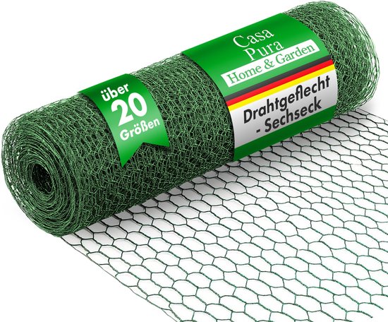 Casa Pura Garden Mesh - Clôture de jardin - Vert - Largeur de maille : 25 mm - Hauteur : 75 cm - Longueur : 10 m