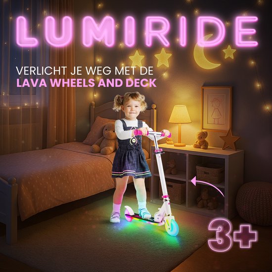 LUMI RIDE Kinderstep - Zwart - 2 Wielen - LED Verlichting - 20 Programma's