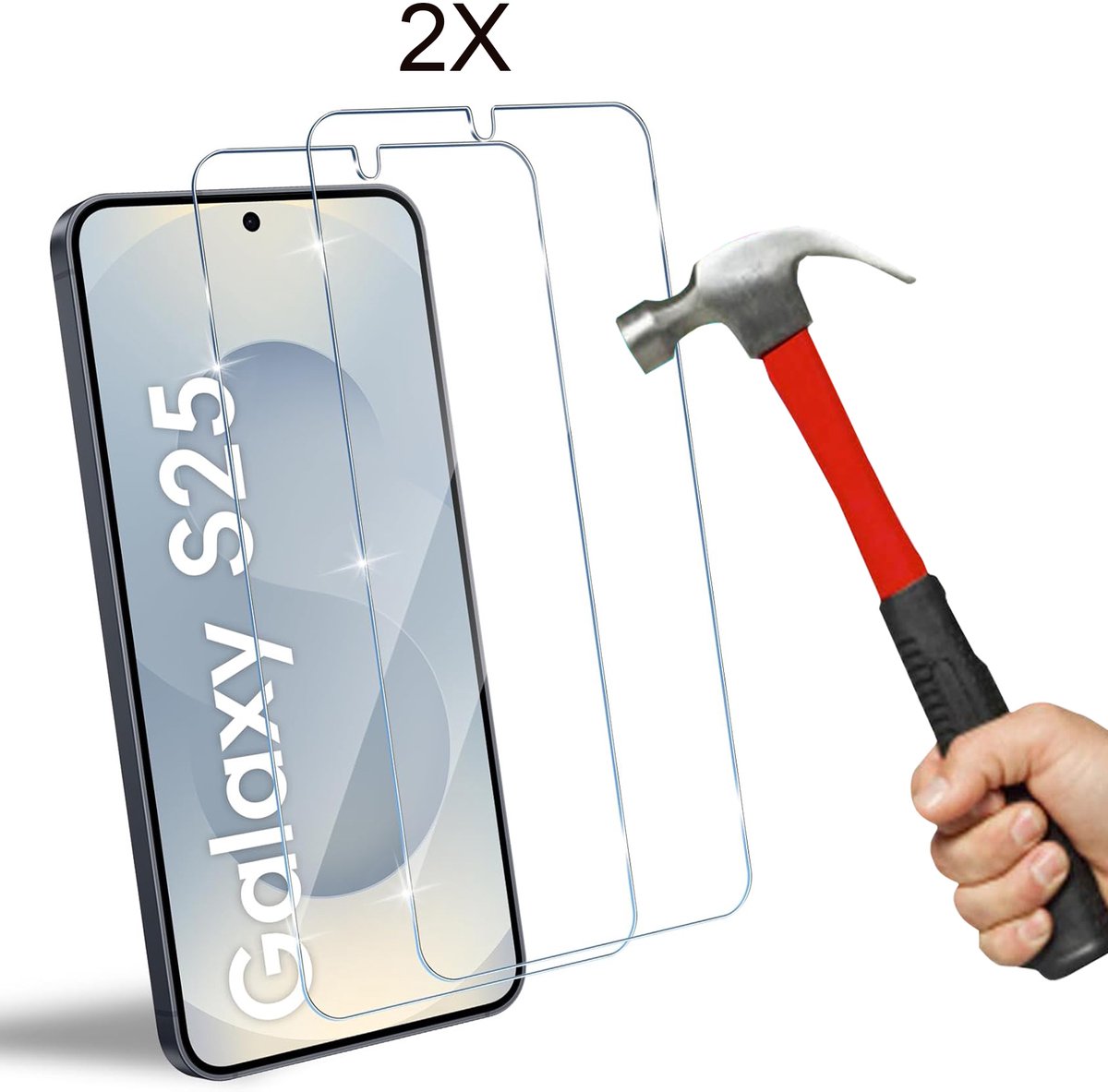 Geschikt voor Samsung Galaxy S25 Screenprotector 2-Pack - Gehard Glas - Anti Shock & Krasbestendig - Epicmobile