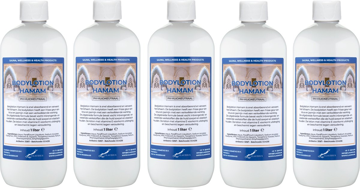 Bodylotion Hamam 1 Liter - set van 5 stuks - Voordeelverpakking