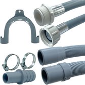 Fixem® - 3.5M Verlengslang set voor wasmachine en vaatwasser - toevoerslang en afvoerslang verlengset - inclusief afvoerverbindingsstuk 19mm x 21mm en slangklemmen