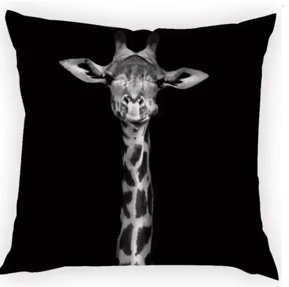 Dieren kussenhoes Giraffe - Giraf - Black and White - Fotoprint - Sierkussen - 45x45 cm
