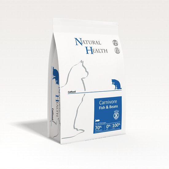 Natural Health graanvrij kattenvoer Adult Carnivore Fish & Beans 2 kg - Kat