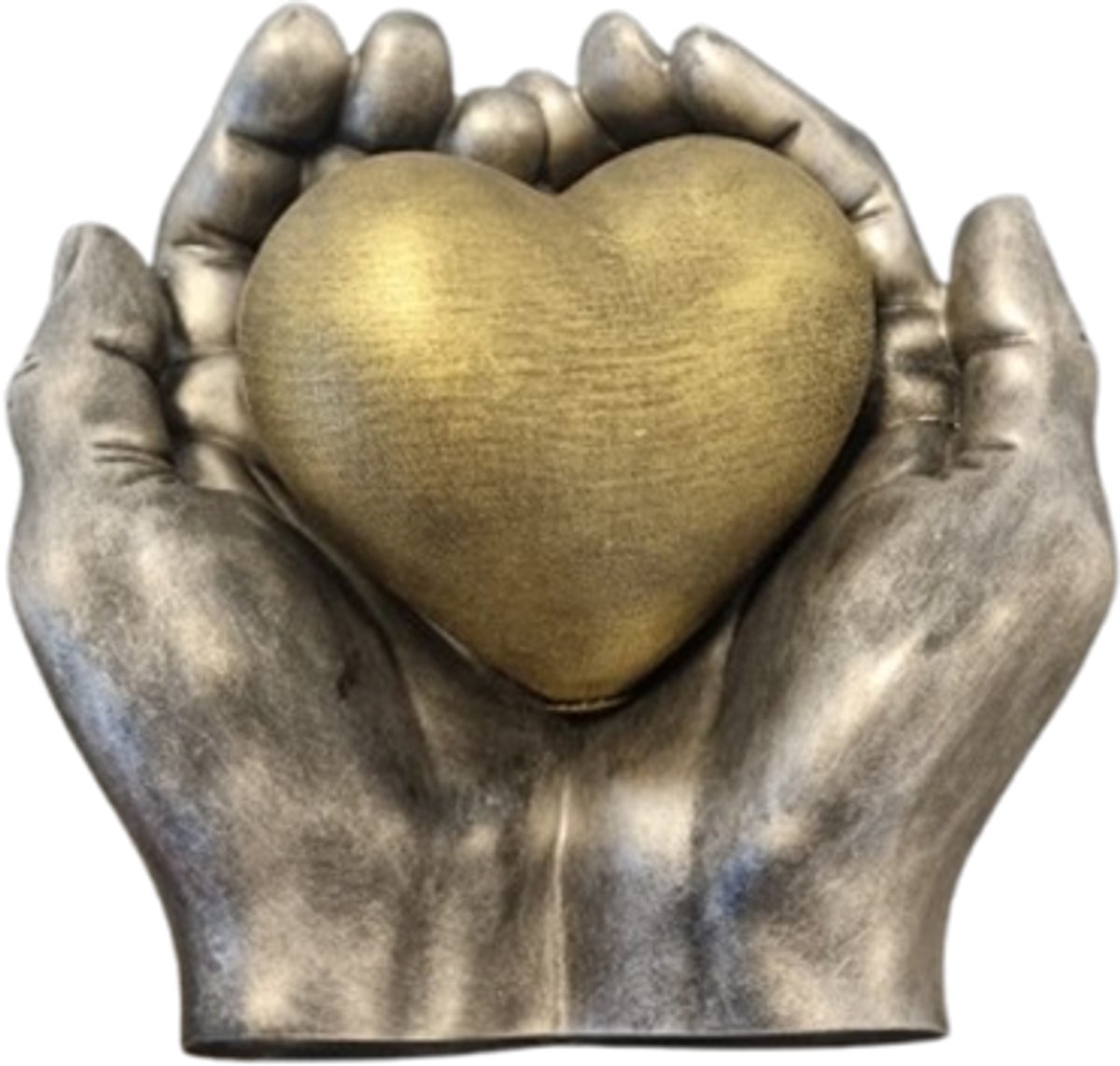 Urn hart in handen - 350 ml - antiek goud, oud zilver