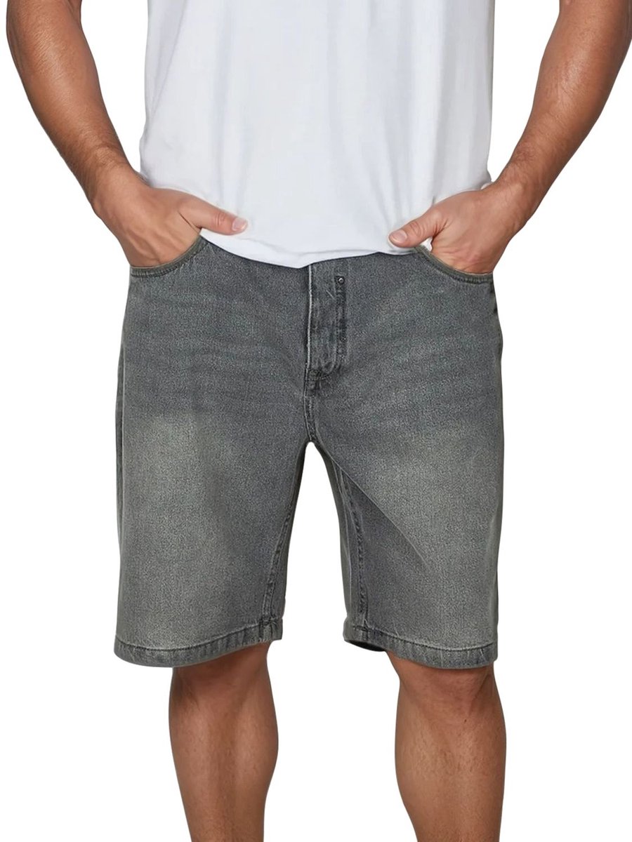 riverso Heren Short Broeken RIVAshton comfort/relaxed Fit Grijs Volwassenen - gemaakt van 100% katoen