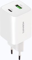 Mobiparts - Chargeur rapide universel QC 45W - 2 Portes (USB-C et USB-A) - Technologie GaN - PD 3.0 - Convient pour Apple iPhone et Samsung