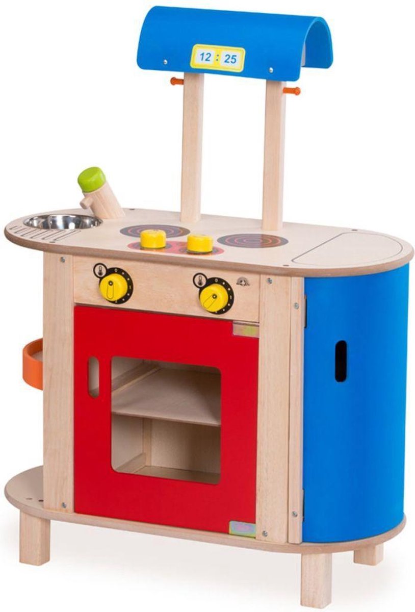 Wonderworld Kookeiland blauw en rood hout HOUT192443