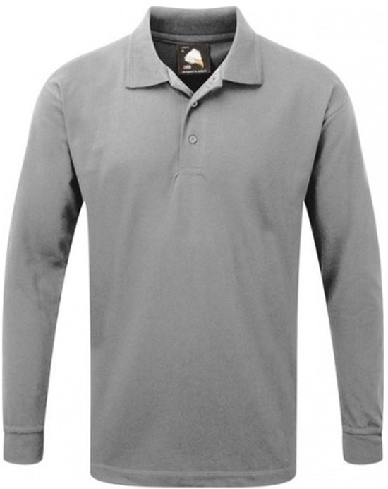 Orn Brand Heren Polo Shirt met lange mouwen 220 gsm Cotton- Polyester Maat L -Grijs-