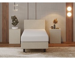 Nessa® - 80x200 Boxspring Bjorn - Crème | Beige - Inclusief 20cm dik HR45 Koudschuim Comfort matras Nessa® - 80x200 Boxspring Bjorn - Crème | Beige - Inclusief 20cm dik HR45 Koudschuim Comfort matras