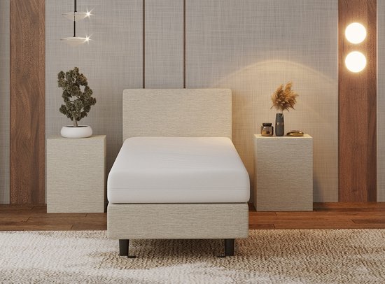 Nessa® - Sommier Boxspring Bjorn 80x200 + matelas Comfort Crème - Beige