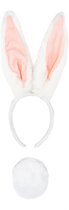 KIMU® Haarband Konijn Lange Oren Wit met Staart - Diadeem Konijnenoren - Oortjes Bunny Paashaas Haas Pasen Paasviering Halloween