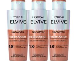 L'Oréal Paris Elvive Fiber Booster Anti-Haaruitval Shampoo - Vermindert haaruitval - Haarverzorging voor breekbaar haar met neiging tot afbreken en uitvallen - Shampoo 3x 200ml