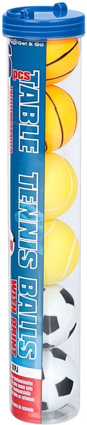 Balles de tennis de table Get & Go avec impression en tube - 6 pièces - Wit/ Oranje/ Jaune