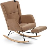 Fauteuil à bascule Aemely® « Relax» - Tissu côtelé marron, bois clair