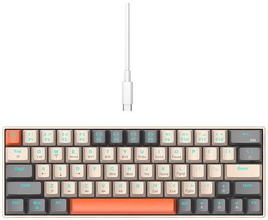 NAXSIR Mechanisch Toetsenbord voor Gaming & Kantoor - 63-Toetsen - RGB Verlichting- USB Toetsenbord - Compatibel met PC/Mac -Plug & Play