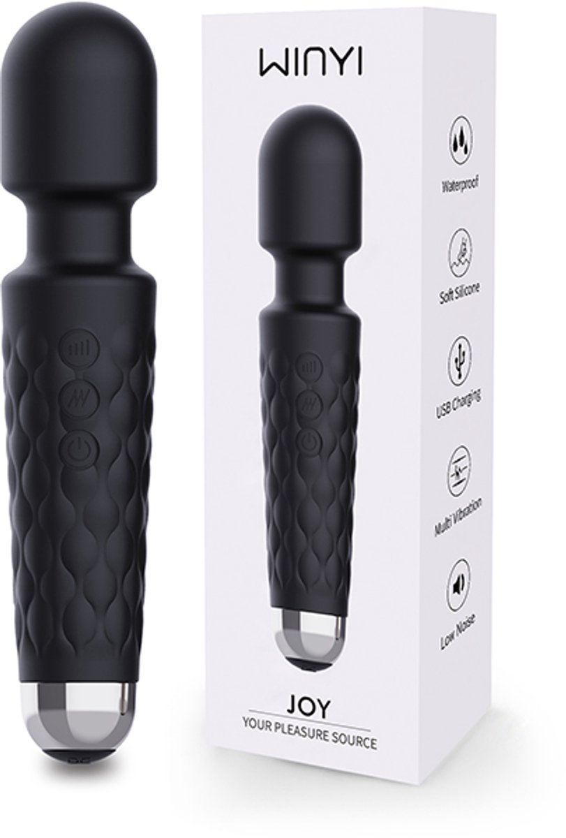 WINYI JOY - magic wand vibrator - massagestaaf - sex toys - clitoris stimulator - waterdicht - stille vibrator - draadloos - oplaadbaar - zwart