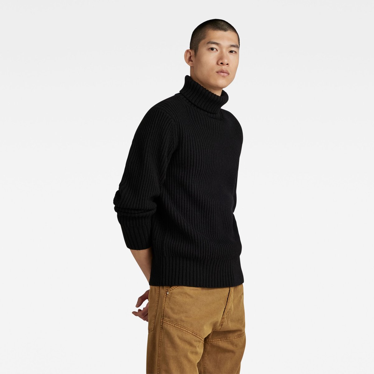 G-Star Essential turtle knit Heren Truien Zwart