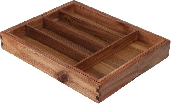 Bestekbak en acacia Ceruzo – Réglable de 28 à 45 cm – Bois durable