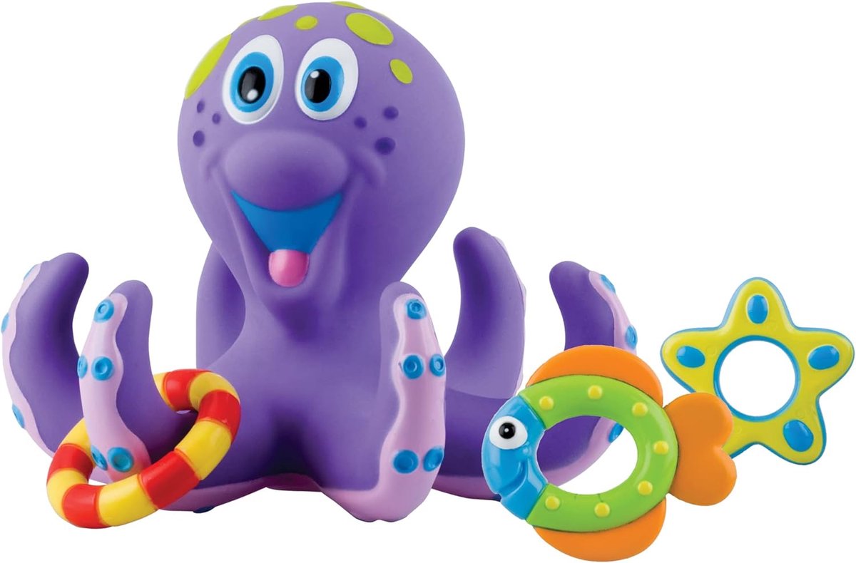 Drijvende Octopus met Ringen voor Kinderen - Bad Speelgoed voor Peuters - 12.5 x 14.6 x 16.7 cm