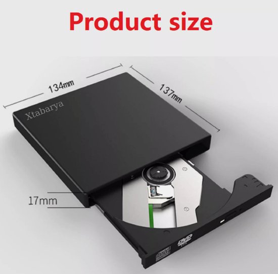 CD-ROM Speler Externe Dvd Usb 2.0 DVD-ROM Drivecd Rw Optische Drive Recorder Draagbare Voor Macbook Laptop Computer Pc Windows 7/8 zwart van Xtabarya — afbeelding 3