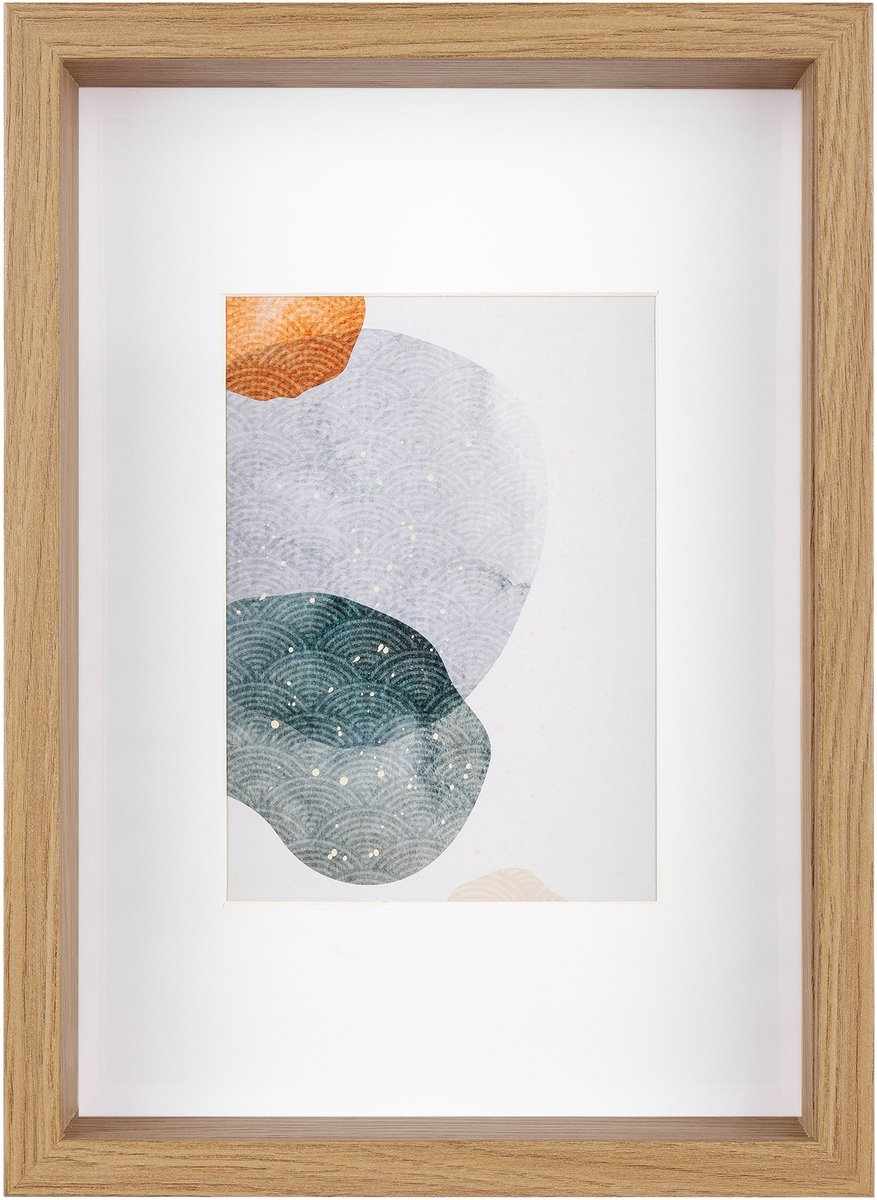 Walther Shape - 3D FSC Houten lijst - Fotoformaat 21x29,7cm - Kunstglas - Eiken