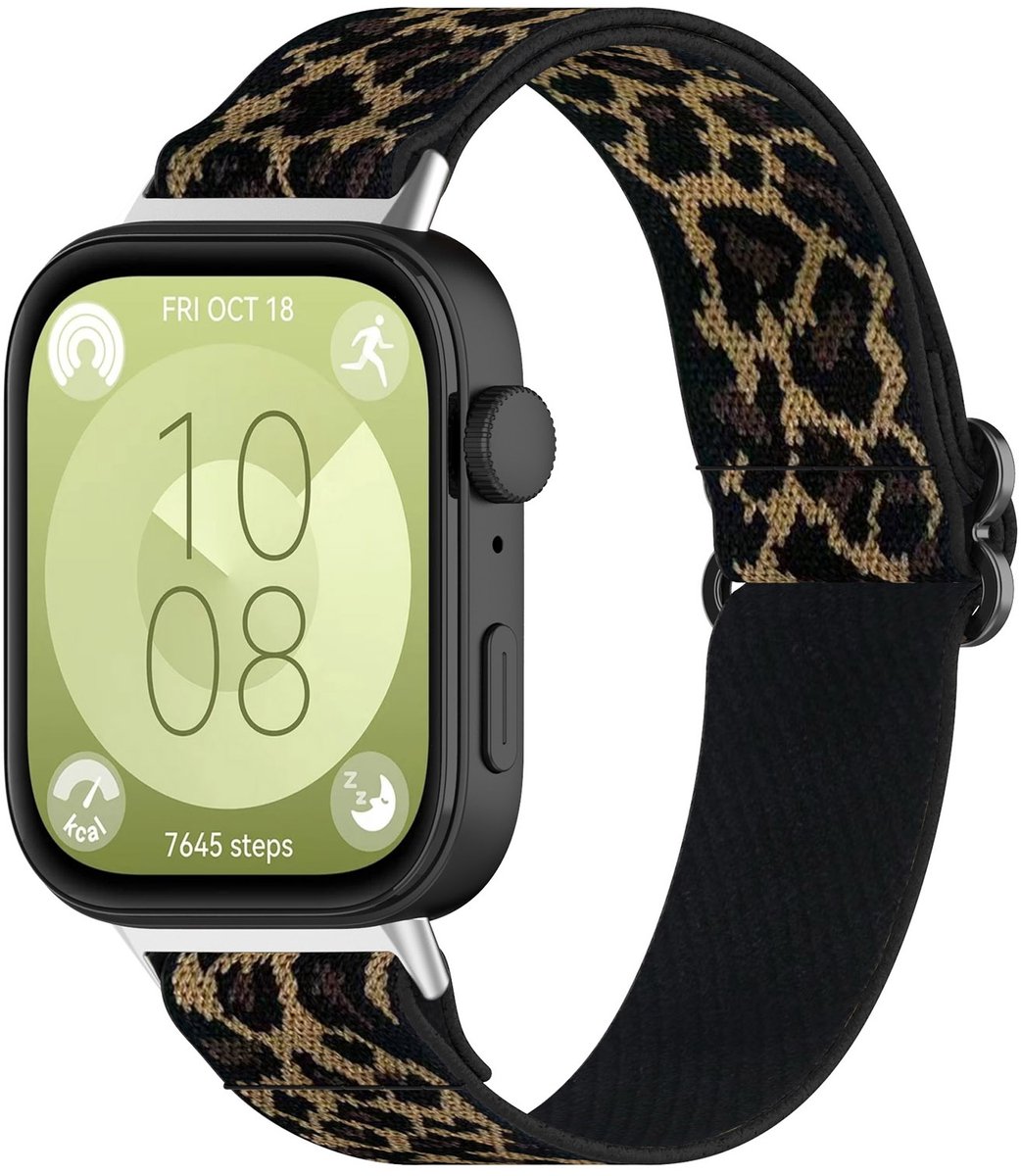 By Qubix - Elastische nylon band - Panterprint - geschikt voor Huawei Watch Fit 3 / Fit 4