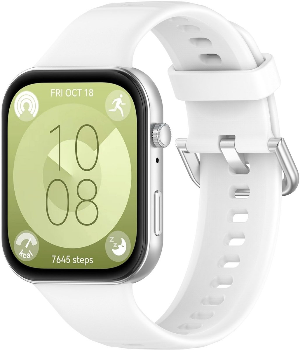 By Qubix - Siliconen bandje met gesp - Wit - geschikt voor Huawei Watch Fit 3 / Fit 4