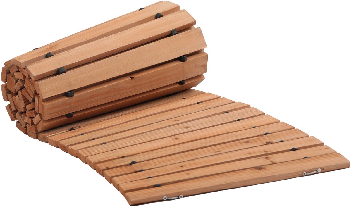 Houten Tuinpad, Antislip, Oprolbaar Met Koordverbinding, Een Decoratieve Grasstraatsteen Voor Tuinpromenades