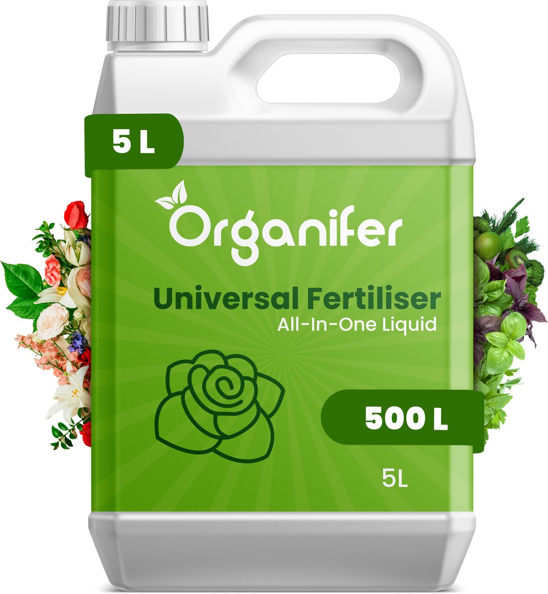 Plantenvoeding All-In-One (5L voor 500L) - Plantenvoeding Kamerplanten - Plantenvoeding Vloeibaar - Meststof - Planten Voeding - Voor Kamerplanten, Balkonplanten, Potplanten, Buitenplanten en Moestuin - Organifer
