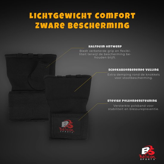 Gloves intérieurs / Gants d'intérieur | Gant en coton et demi-bandage | Plusieurs couleurs | Garde de poing et de pouce pour la boxe Sparring Muay Thai Kickboxing MMA Arts martiaux et entraînement au combat - Taille: Medium
