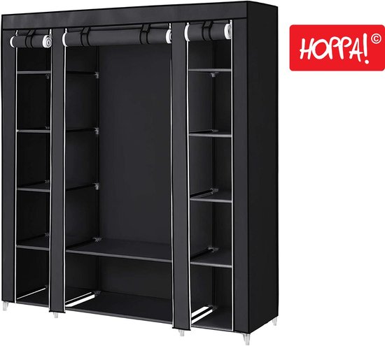 Hoppa! armoire avec housse anti-poussière - Zwart - Tissu - 150 x 45 x 175 cm