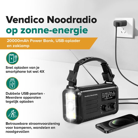 Noodradio 20000mAh Solar FM/AM - Powerbank NovaWare