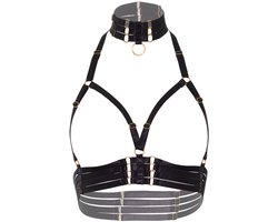 Kinky Diva Harnassen - Open Cup Bra Plus O-Ring Collar