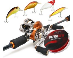 Eurocatch - Baitcaster - Hengel set - Roofvis set - Lengte 1,80m - incl. 200m Gevlochten lijn - Visset - Combo - incl kunstaas