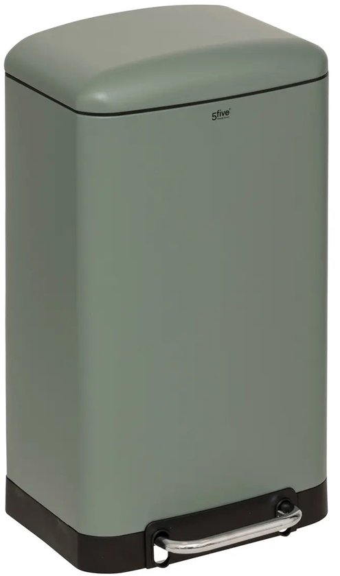 5Five Prullenbak/pedaalemmer - groen - metaal - 30 liter - 34 x 32 x 61 cm - keuken