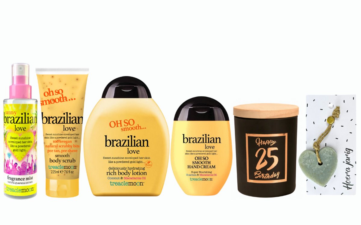 Treaclemoon Cadeauset Brazilian Love Verjaardag 25Jaar - Treaclemoon Brazilian Love Body Mist 150 ml - Treaclemoon Body Scrub Brazilian Love - Treaclemoon Brazilian Love Bodylotion 250 ml - Treaclemoon Handcreme Brazilian Love