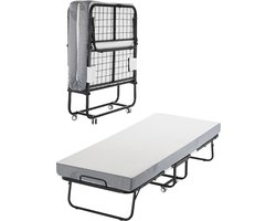 81 x 190 x 12.5 cm Opvouwbaar Onderschuifbed, Met Traagschuim Matras, Stevig Metalen Frame, Belastbaar Tot 136 kg, Perfect Voor Gasten, Slaapzalen Of Logeerkamers
