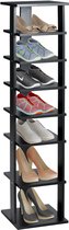 COSTWAY Étagère à chaussures, réglable en hauteur, étagère à chaussures en bois peu encombrante, étagère à chaussures verticale, étagère d'angle autoportante pour entrée, couloir